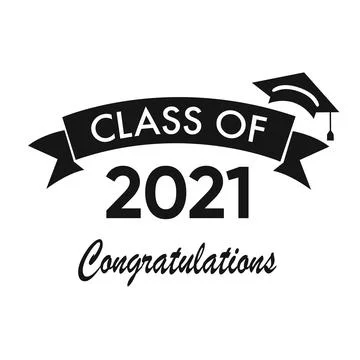 Class of 2021 with Graduation Cap. Flat simple design on white Stock Illustration
