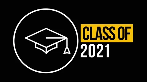 CLASS OF 2021. Graduation cap icon motion graphics. Stock Footage 153053340