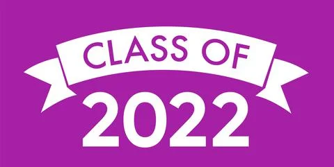 Class of 2022 with Graduation Cap. Flat simple design on pink Stock Illustration