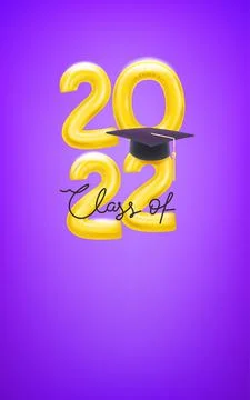 Class of 2022 vector vertical card with calligraphic inscription Stock Illustration