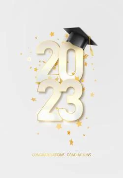 Class of 2023 with graduation cap. Congrats Graduation . Template for design Stockillustratie