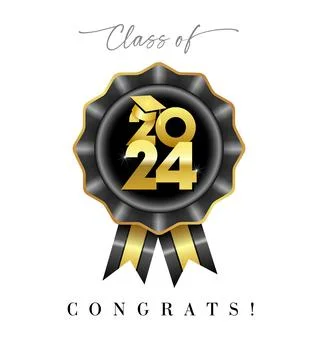 Class of 2024, 3D badge banner Stock Illustration