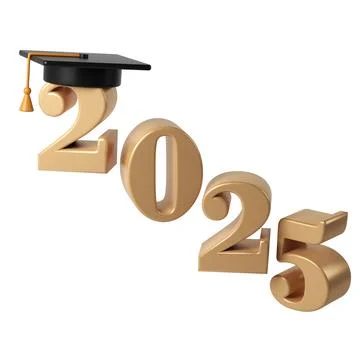 Class of 2025 3d education icon. Congratulation graduates design template with Stock Illustration