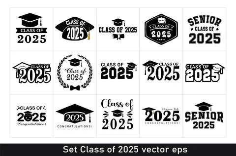 Class of 2025 Bundle Senior Graduation typography Graduation Quote Stock Illustration