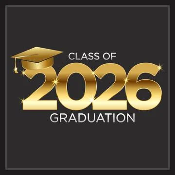 Class of 2026 Graduation Dark Elegant Design Stock Illustration