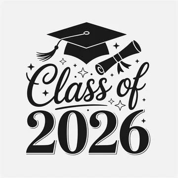 Class of 2026 Graduation Design with Cap and Scroll Stock Illustration