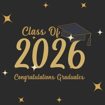 Class of 2026 Graduation Starry Elegant Design Stock Illustration