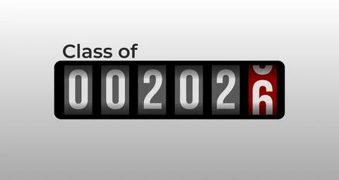 Class 2026 retro speedometer display design, graduation milestone, modern Stock Illustration