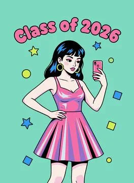 Class of 2026 Selfie 库存插图
