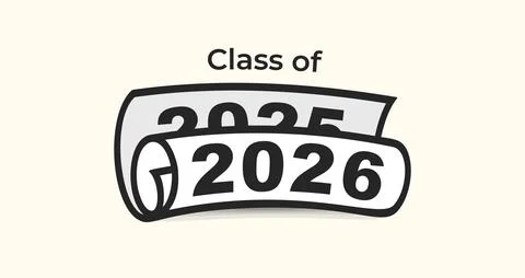 Class Off 2026 Seniour Year Graduation Logo. Graduate Invitation Card Logotype Stock Illustration