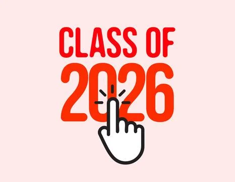 Class Off 2026 Seniour Year Graduation Logo. Graduate Invitation Card Logotype Stock Illustration