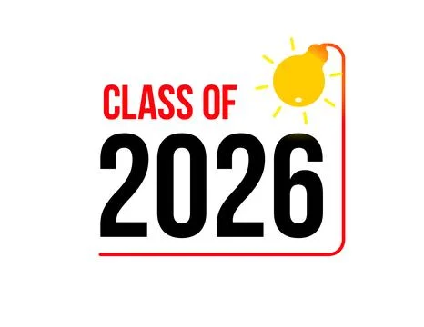 Class Off 2026 Seniour Year Graduation Logo. Graduate Invitation Card Logotype Stock Illustration