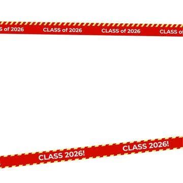 Class Off 2026 Seniour Year Graduation Red Lines. School Calendar Frame Stock Illustration