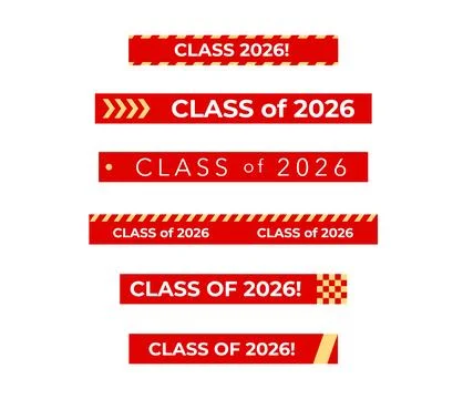 Class Off 2026 Seniour Year Graduation Red Lines. School Calendar Frame Stock Illustration