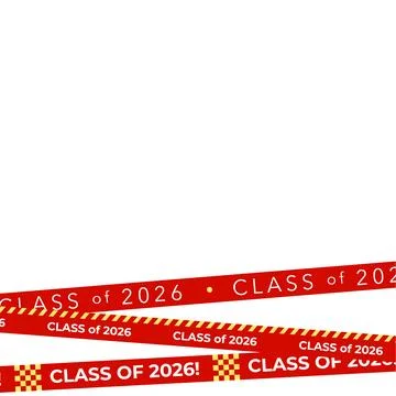 Class Off 2026 Seniour Year Graduation Red Lines. School Calendar Frame Stock Illustration