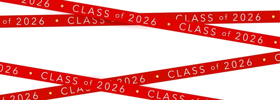 Class Off 2026 Seniour Year Graduation Red Lines. School Calendar Frame Stock Illustration