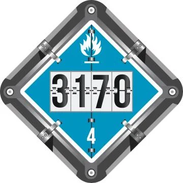 Class 4 Flammable solids, substances liable to spontaneous combustion. 3170. Stock Illustration