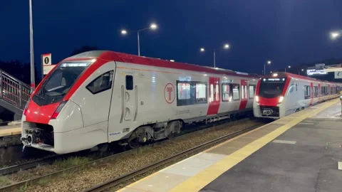 Class 756 train operated by Transport for Wales  Stock Footage 309192410