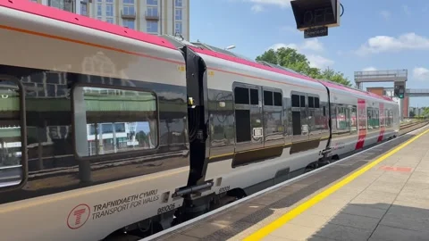 Class 756 train operated by Transport for Wales on the south Wales Valley Lines Stock Footage 311774918