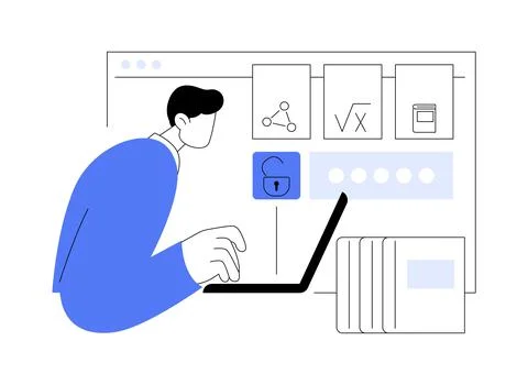 Class access code isolated cartoon vector illustrations. Stock Illustration