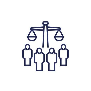 Class action line icon, collective legal case Stock Illustration