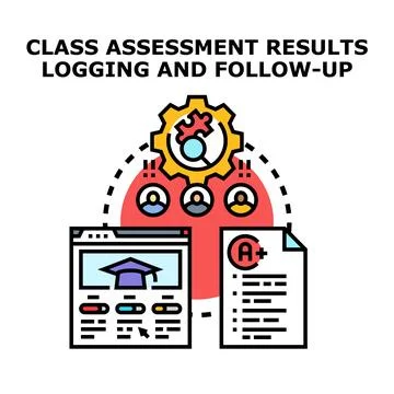 Class assessment results logging and follow up concept Stock Illustration