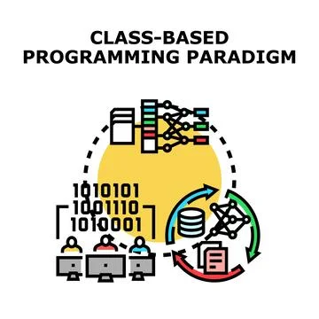 Class based programming paradigm developing software architecture system Stock Illustration