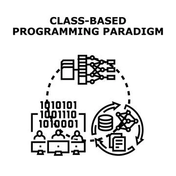Class based programming paradigm developing software architecture system Illustrazione stock