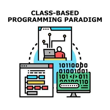 Class based programming paradigm for software development Illustrazione stock