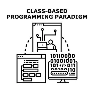 Class based programming paradigm for software development Stock Illustration