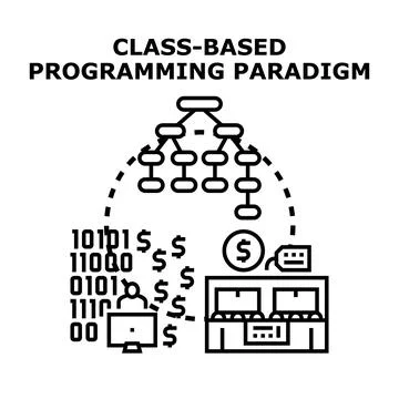 Class based programming paradigm vector illustration イラスト素材