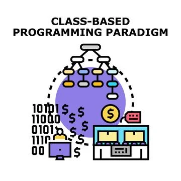 Class based programming paradigm vector illustration イラスト素材