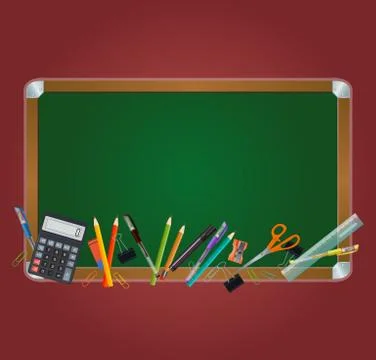 Class board on the red background Stock Illustration