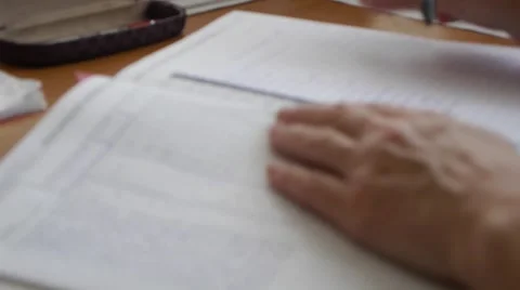 Class book and teacher`s hands Stock Footage 50233678