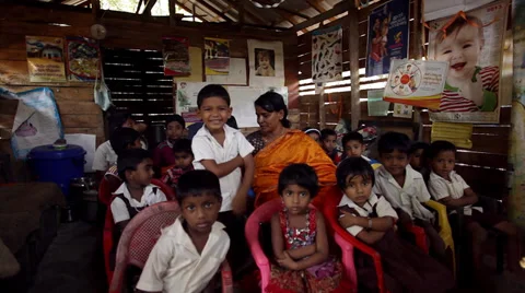 Class of children in India Stock Footage 33834710