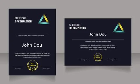 Class completion certificate design template set Stock Illustration