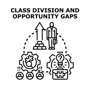 Class division creating opportunity gaps and social inequality Stock Illustration