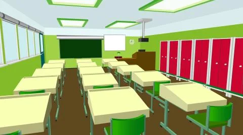 Class for education, board, table and study, blackboard and lesson. Vector flat 스톡 일러스트