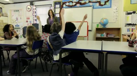 Class of elementary school children Stock Footage 22663872