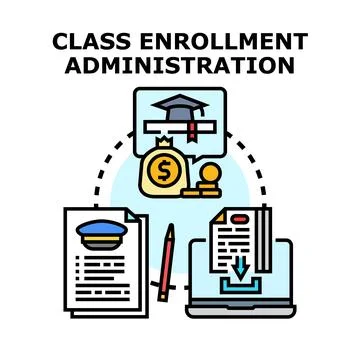 Class enrollment administration choosing education path concept Stock Illustration