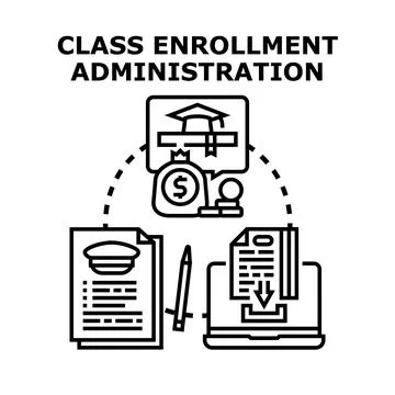 Class enrollment administration choosing education path concept Stock Illustration