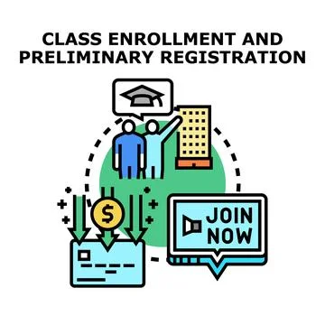 Class enrollment and preliminary registration process concept Stock Illustration