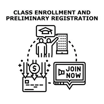 Class enrollment and preliminary registration process concept Stockillustratie
