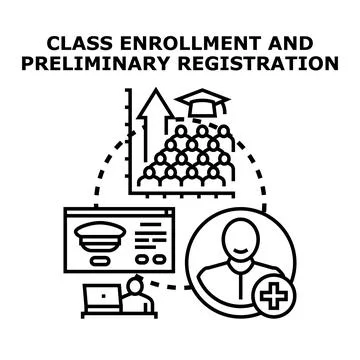 Class enrollment preliminary registration and education concepts Stock Illustration