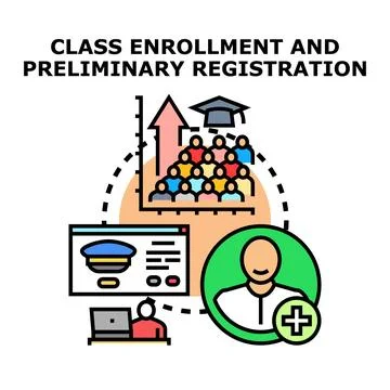 Class enrollment preliminary registration and education concepts Stockillustratie