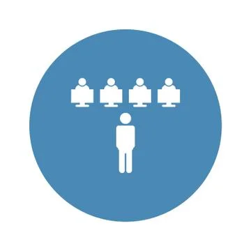 Class group of individuals drawn, lecturer icon Stock Illustration