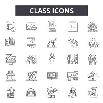 Class line icons for web and mobile design. Editable stroke signs. Class outline Stock Illustration