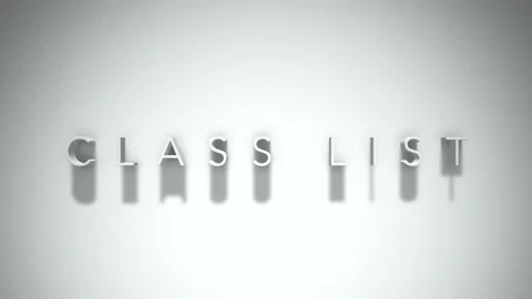 Class list 3D title animation with shadows on a white background Stock Footage 297384760