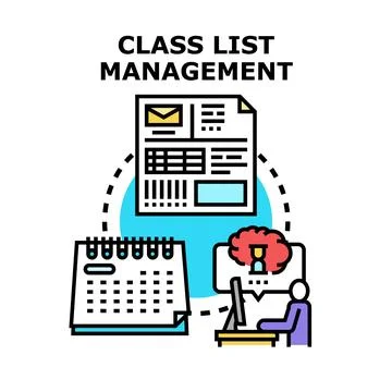 Class list management concept planning and organizing Stock Illustration