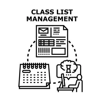 Class list management concept planning and organizing Stock Illustration
